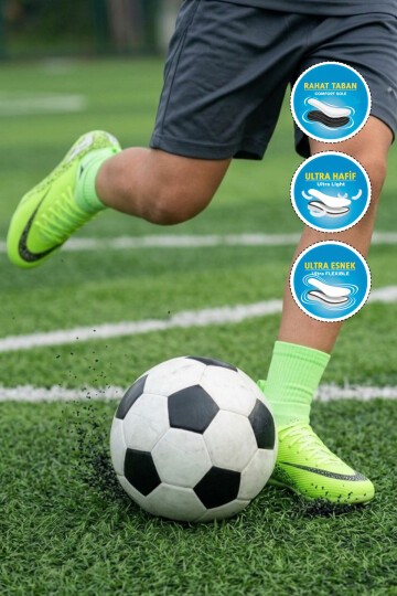 Yeşil-Siyah Çoraplı Bağcıklı Unisex Krampon Futbol Ayakkabısı Süperfly