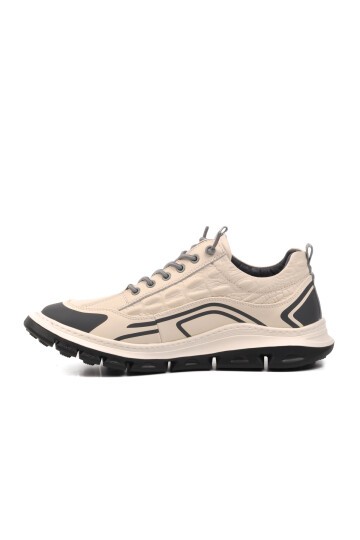 Hakiki Deri Kaymaz Taban  Beyaz Erkek Sneaker