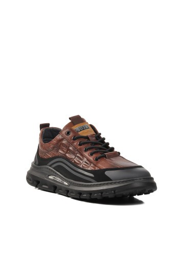 Hakiki Deri Kaymaz Taban Kahve Erkek Sneaker