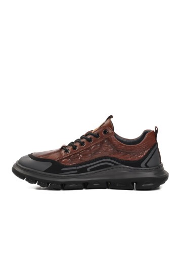 Hakiki Deri Kaymaz Taban Kahve Erkek Sneaker