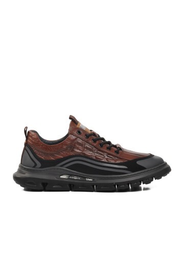 Hakiki Deri Kaymaz Taban Kahve Erkek Sneaker