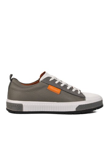 Ayakmod Gri-Beyaz Hakiki Deri Erkek Sneaker