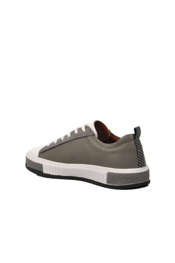 Ayakmod Gri-Beyaz Hakiki Deri Erkek Sneaker