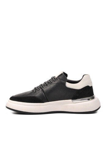 Ayakmod Siyah-Beyaz Hakiki Deri Erkek Sneaker