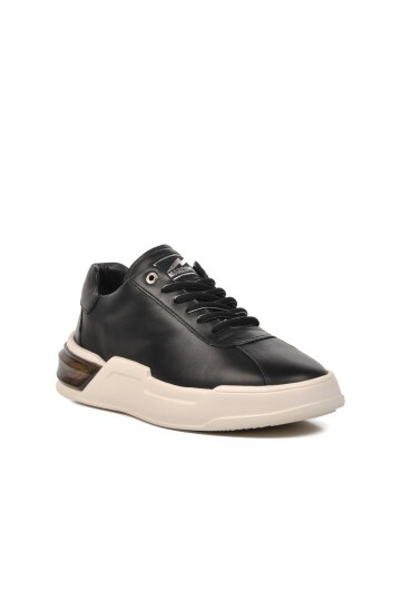Ayakmod Siyah-Beyaz Hakiki Deri Erkek Sneaker