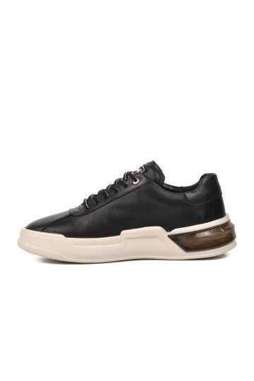 Ayakmod Siyah-Beyaz Hakiki Deri Erkek Sneaker
