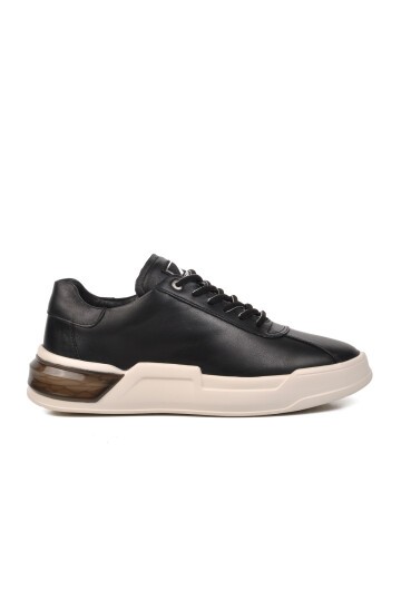 Ayakmod Siyah-Beyaz Hakiki Deri Erkek Sneaker