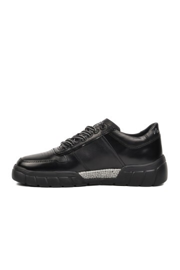 Ayakmod Siyah Haki Deri Erkek Sneaker