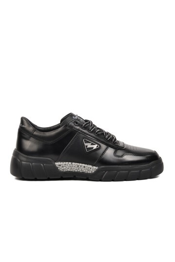 Ayakmod Siyah Haki Deri Erkek Sneaker