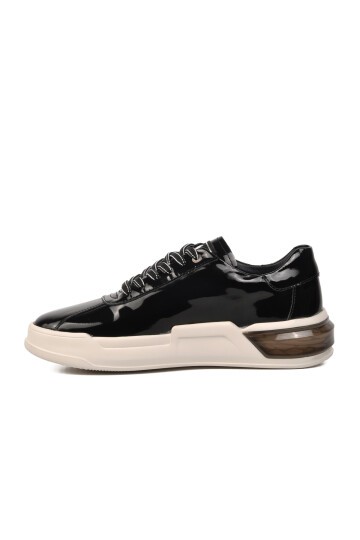 Ayakmod Siyah Rugan-Beyaz Hakiki Deri Erkek Sneaker