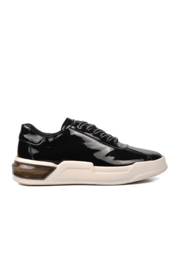 Ayakmod Siyah Rugan-Beyaz Hakiki Deri Erkek Sneaker