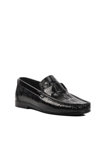 Pierre Cardin Siyah Rugan Hakiki Deri Erkek Loafer Ayakkabı