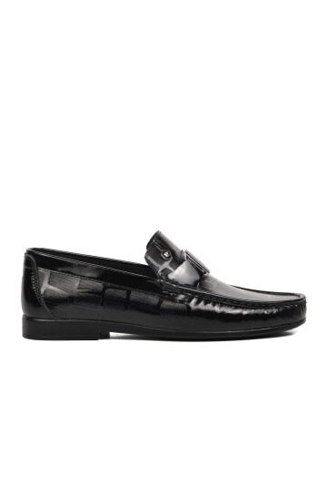 Pierre Cardin Siyah Rugan Hakiki Deri Erkek Loafer Ayakkabı