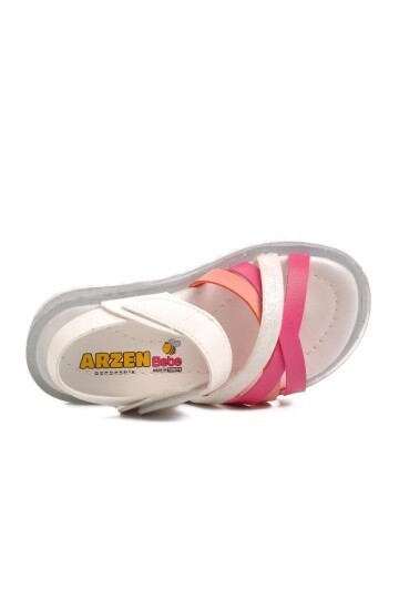 Ayakmod Beyaz-Fuşya-Pembe Bebek Sandalet