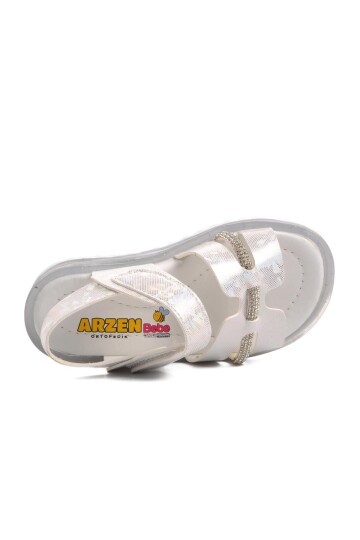 Ayakmod Beyaz Simli Bebek Sandalet