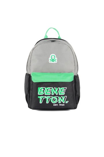 Benetton Gri-Siyah-Yeşil Unisex Okul Çantası