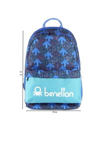 Benetton Su Yeşili-Lacivert Unisex Okul Çantası