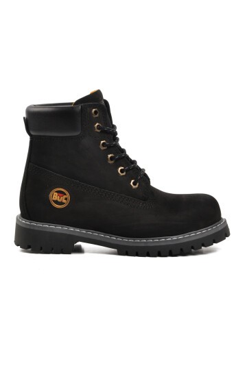 Bulldozer Siyah Nubuk Hakiki Deri  Unisex Bot