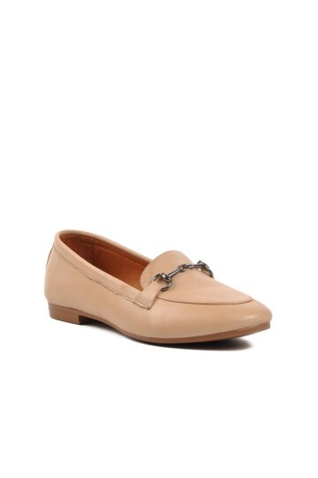 Ayakmod Bej Kadın Loafer Ayakkabı