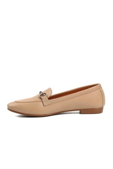 Ayakmod Bej Kadın Loafer Ayakkabı