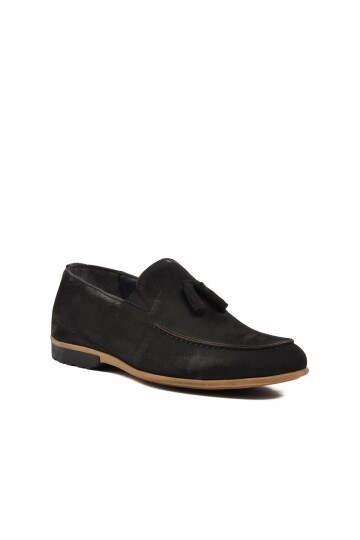 Ayakmod Siyah Nubuk Erkek Loafer Ayakkabı