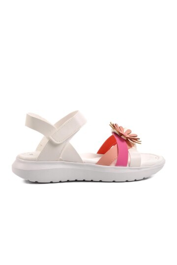 Ayakmod Beyaz-Fuşya-Pembe Kız Çocuk Sandalet