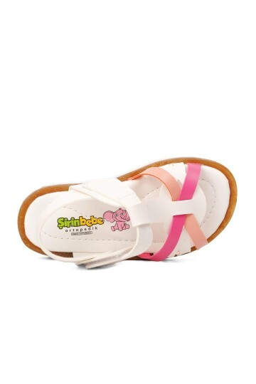 Ayakmod Beyaz-Fuşya-Pembe Bebek Sandalet