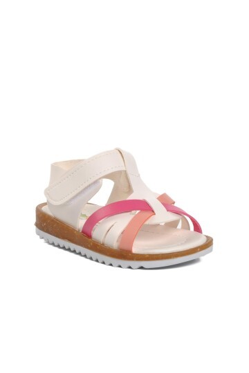 Ayakmod Beyaz-Pembe Bebek Sandalet