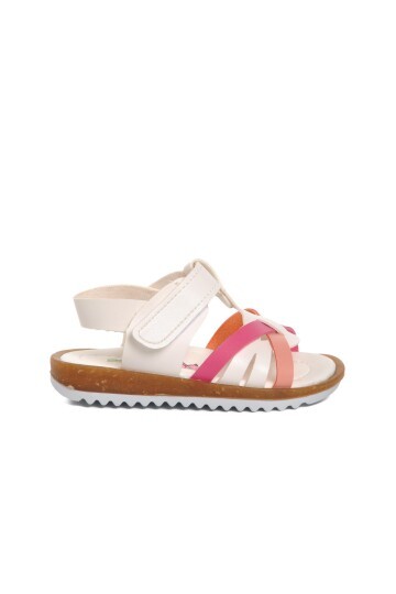 Ayakmod Beyaz-Pembe Bebek Sandalet