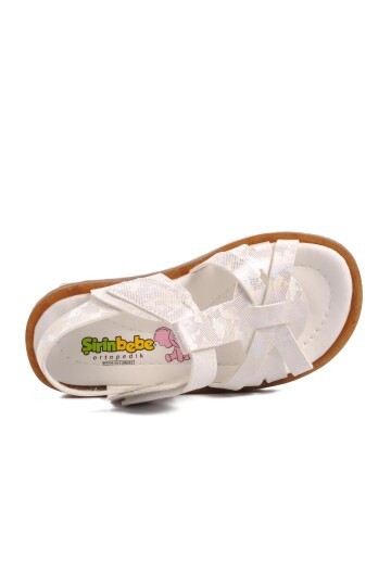 Ayakmod Beyaz Simli Bebek Sandalet