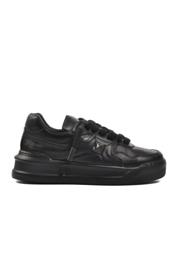 Ayakmod Siyah Cilt Erkek Sneaker
