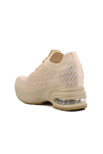 Ayakmod Bej Taşlı Air Tabanlı Kadın Sneaker