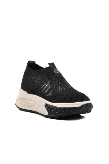 Ayakmod Siyah Tekstil Taşlı Kadın Sneaker