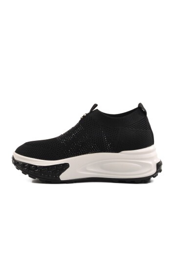 Ayakmod Siyah Tekstil Taşlı Kadın Sneaker