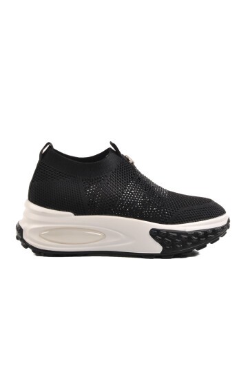 Ayakmod Siyah Tekstil Taşlı Kadın Sneaker