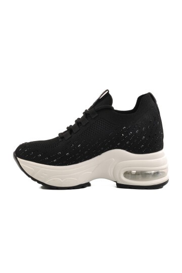Ayakmod Siyah Taşlı Air Tabanlı Kadın Sneaker