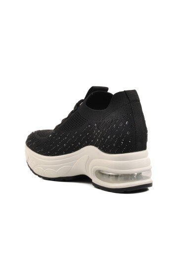 Ayakmod Siyah Taşlı Air Tabanlı Kadın Sneaker