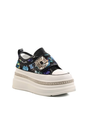 Ayakmod Siyah Kalın taban Kadın Sneaker