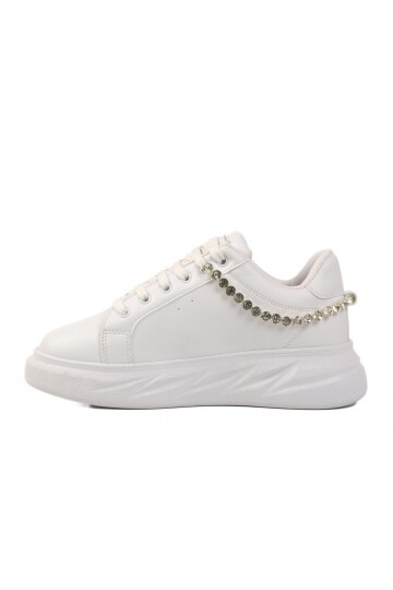 Beyaz Taşlı Kadın Sneaker 7081 Z