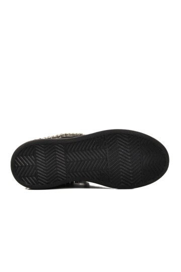 Siyah Süet Taşlı Kadın Sneaker 7081 Z