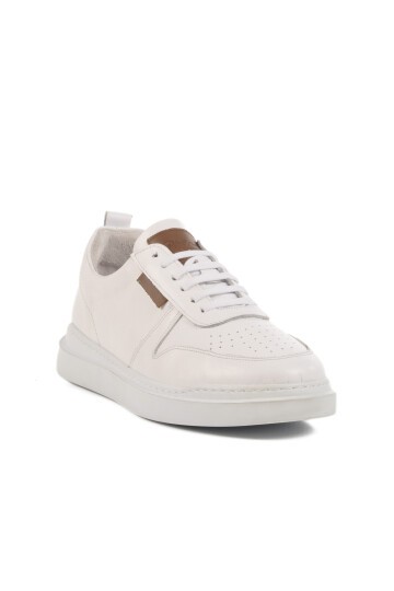 Beyaz Hakiki Deri Erkek Sneaker Premium 412 M
