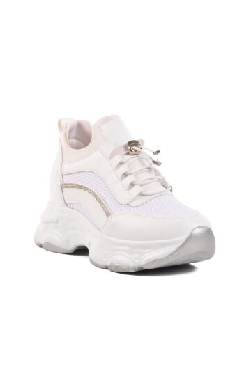 Beyaz Yüksek Taban Kadın Sneaker 6064 Z