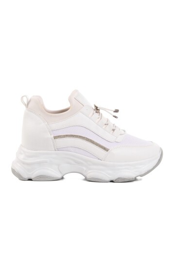 Beyaz Yüksek Taban Kadın Sneaker 6064 Z