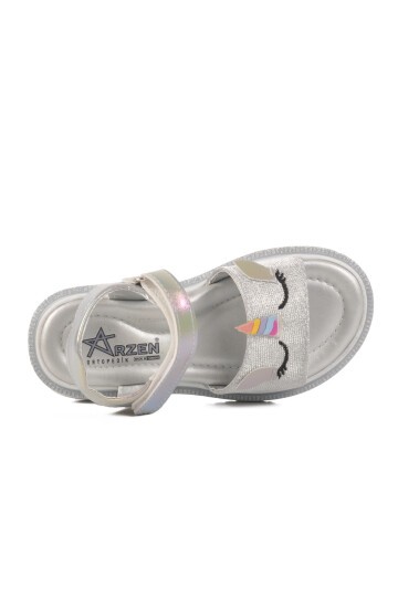 Gümüş Simli Ortopedik Kız Çocuk Sandalet 25T105 P