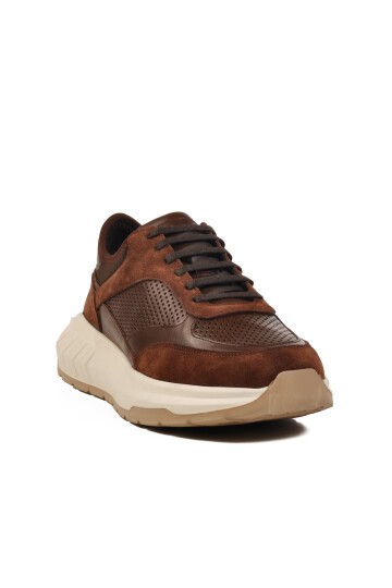 Kahve Hakiki Deri Erkek Sneaker Premium 5394 M