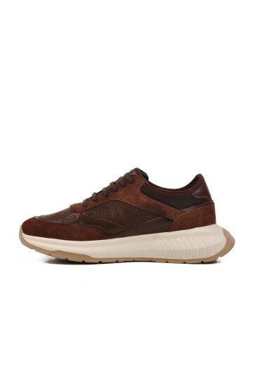 Kahve Hakiki Deri Erkek Sneaker Premium 5394 M