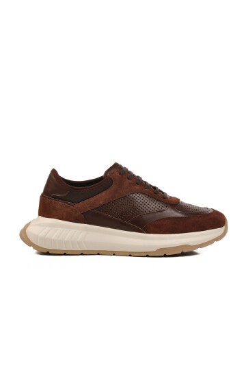 Kahve Hakiki Deri Erkek Sneaker Premium 5394 M