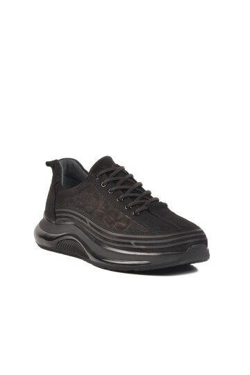 Siyah Nubuk Hakiki Deri Erkek Sneaker 1004 M