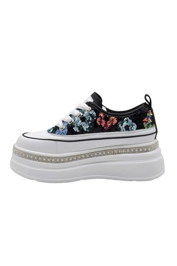 Siyah Yüksek Tabanlı Kadın Sneaker 423-6 Z