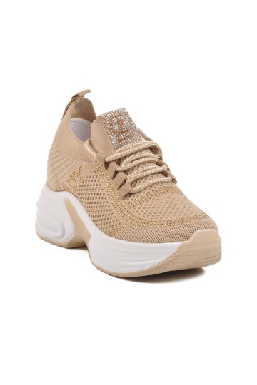 Bej Fileli Taşlı Kadın Spor Ayakkabı Lady 5002 Z